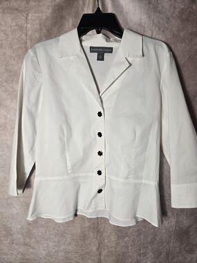 Josephine Chaus White Peplum Button-Front Blouse